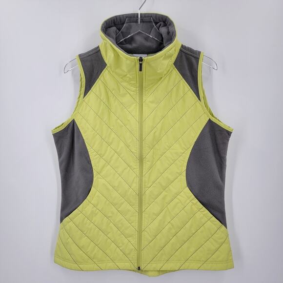 Columbia Jackets & Blazers - Columbia Quilted Vest Womens Large Yellow Gray Full Zip Pockets